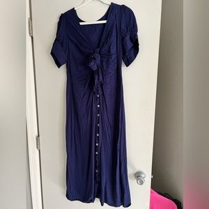 Hatant Maxi Dress V-neck Button Down